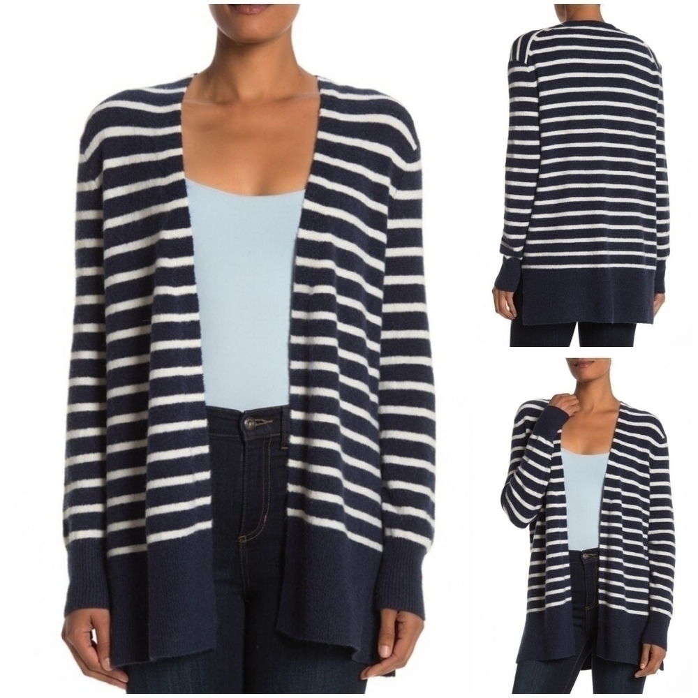 Madewell Cozy Walker Striped Cardigan, Color Dark Nightfall, Size L